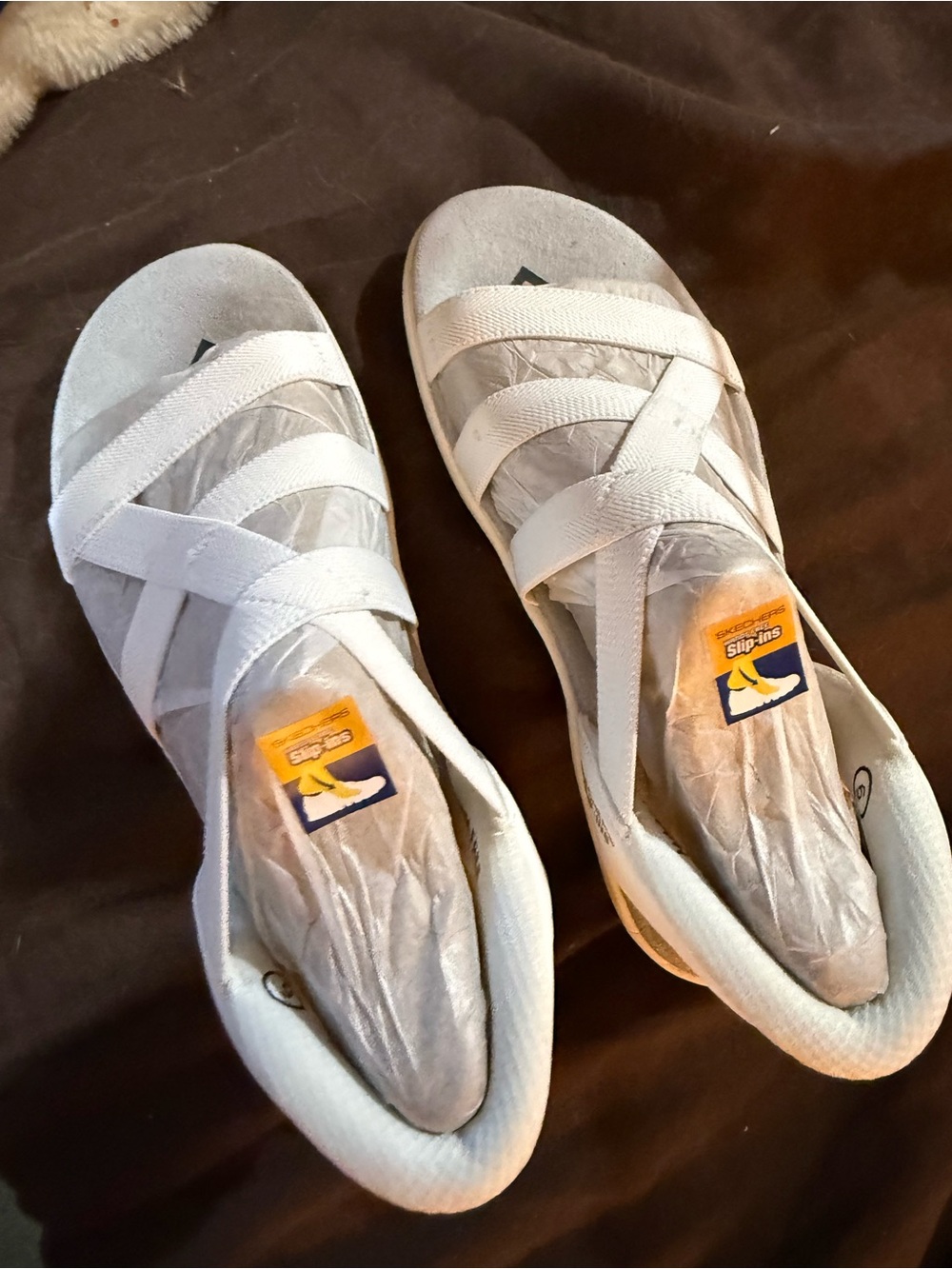 Skechers white Hands-Free Slip-ins Box white sandals size 6
